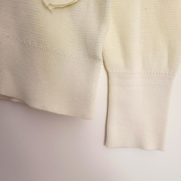 White Asymmetrical Ruffle Sweater - Picture 3 of 9